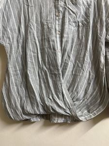 Grey Striped Wrap Front Shirt