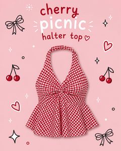 Completely New Cherry Picnic Halter Top