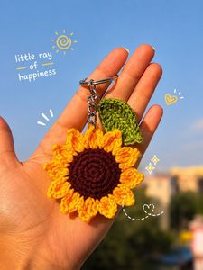 Crocheted Sunflower Keychain
