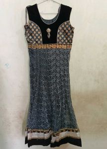 Black Sleeveless Kurta with two dupattas