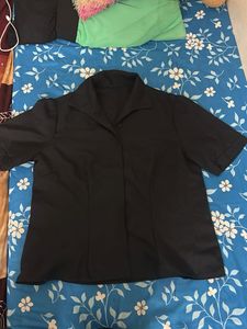 Classic Black Short Sleeve Collared Top