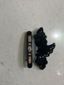 Pack Of 2 Chic Black Butterfly Hair Clip