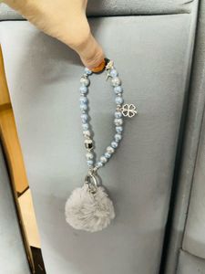 Charming Pearl &amp; Pom-Pom Keychain
