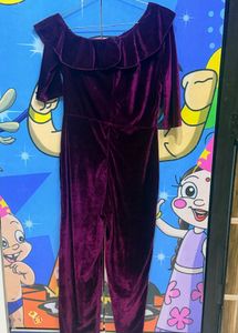 Velvet Off-Shoulder Jumpsuit