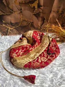 Red &amp; Gold Ethnic Potli Bag