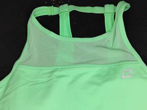 Neon Green Padded Sports Bra with Mesh Detail