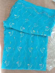 Beautiful Blue multi Sequined Saree
