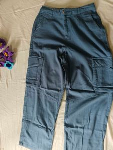Blue Soft Cargo Pants