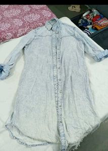 Acid Wash Denim Shirt Dress