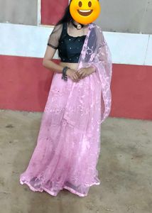 Elegant Pink Net Lehenga Choli Set