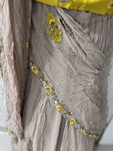 Designer Yellow &amp; Beige Lehenga Choli Set