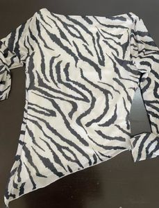 Sheer Zebra Print Long Sleeve Top