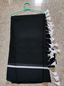 Elegant Black Saree with Tassel Border