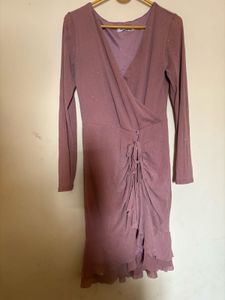 Mauve Ruched Detail Mini Dress
