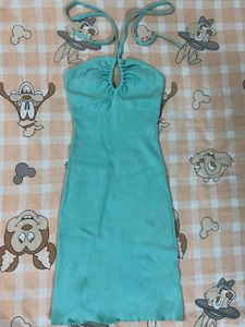 Teal Halter Neck Mini Dress