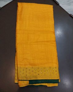 Elegant Yellow Saree with Embellished Border