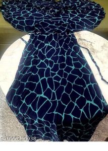 Elegant Navy &amp; Teal Giraffe Print Maxi Dress