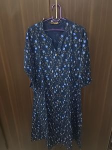 Floral Print Navy Blue Kurta