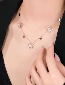 Butterfly Star Charm Necklace SS925 Rose gold