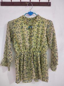 Chiffon Floral Print Peplum Top