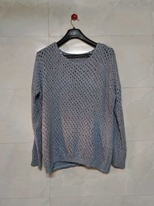 Gray Knit Pullover Sweater
