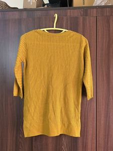 Mustard Yellow Ribbed Knit Top