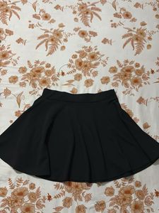 Blue Denim Midi Skirt with black skir