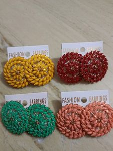 set Of 4 Big Size Studs earrings For Women Girls