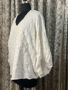 Elegant White Kurta with Pearl Detail