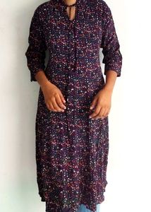 Blue Multicolor Floral Long Top XXL Size