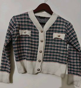 Chic Tweed Knit Cardigan