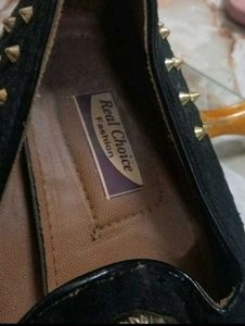 Black Studded Loafers with Medusa Accent