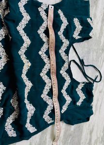 Elegant Teal Kurta Set with White Embroidery