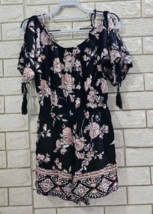 Fashion Nova Floral Print Off-Shoulder Romper