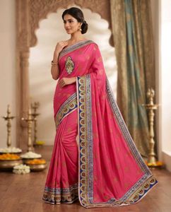Exquisite Pink Embroidered Saree