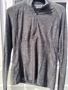 Grey Marled 1/4 Zip Athletic Top