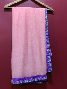 Beautiful White Hand Work Three Layer Flairy Lehan