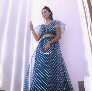 Elegant Striped Lehenga Choli Set