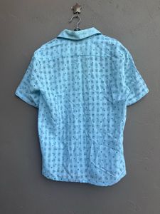 Retro Blue Plaid Short Sleeve Shirt