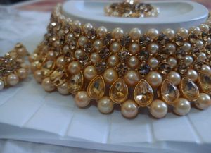Royal Champagne Gold Pearl Choker Jewellery Set