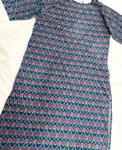 Blue Printed Ikat Style Kurti