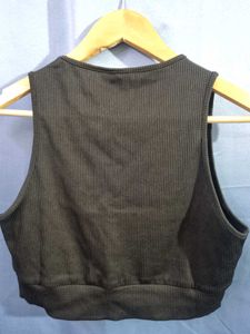H&amp;M Black Ribbed Crop Top