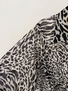 Chic Animal Print See-through Shirt