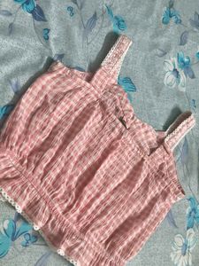 Cute Pink Gingham Crop Top