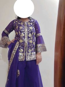 brand new Purple Embroidered sharara set
