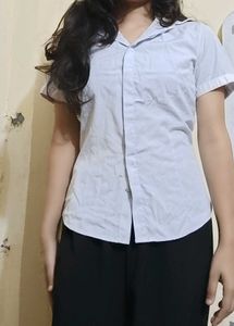 Classic Light Blue Short Sleeve Blouse