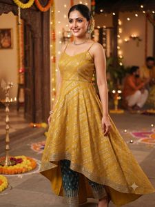 Stylish Yellow Ethnic Gown