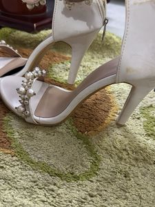 White Pearl Embellished Heels