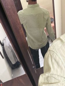 The bear house Light Green Striped Casual Shirt