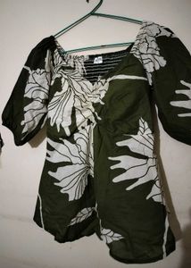Boho Floral Print Square Neck Top